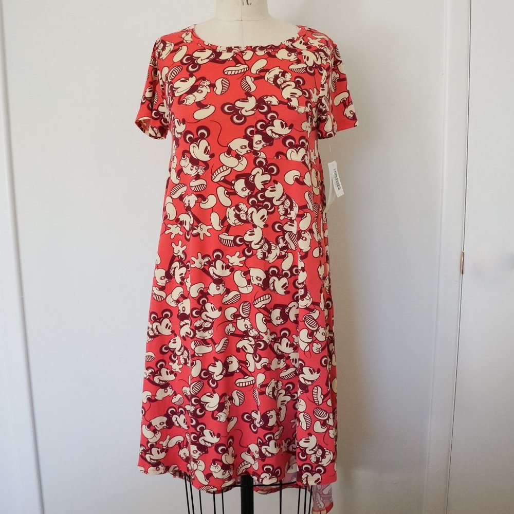 NEW Lularoe Carly Dress Disney Mickey Mouse Print